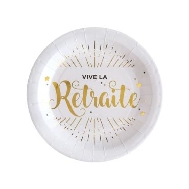 10 Assiettes "Vive la Retraite" - Elégant 10 Assiettes "Vive la Retraite" - Elégant
