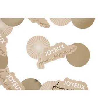 Confettis de table Joyeux Anniversaire beige et doré pour déco de fête | jourdefete.com Confettis de table Joyeux Anniversaire beige et doré pour déco de fête | jourdefete.com