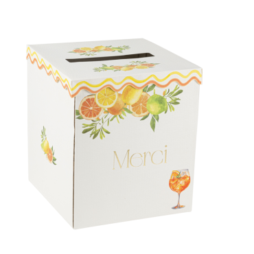 Urne Fizz Agrume "Merci" crème, orange et or | jourdefete.com Urne Fizz Agrume "Merci" crème, orange et or | jourdefete.com
