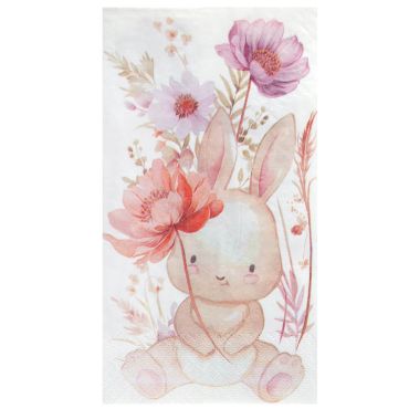 Serviettes en papier Lapinou avec motif floral et lapin mignon | jourdefete.com Serviettes en papier Lapinou avec motif floral et lapin mignon | jourdefete.com