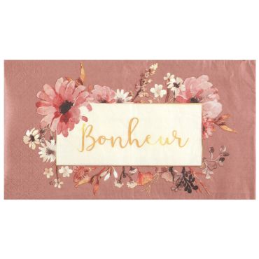 Serviettes "Bonheur" au design floral romantique | jourdefete.com Serviettes "Bonheur" au design floral romantique | jourdefete.com