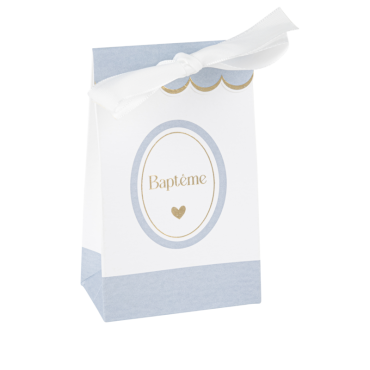 Sachet dragées baptême bleu orage et blanc avec ruban | jourdefete.com Sachet dragées baptême bleu orage et blanc avec ruban | jourdefete.com