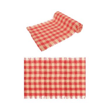 Chemin de Table en Jute Vichy Rouge