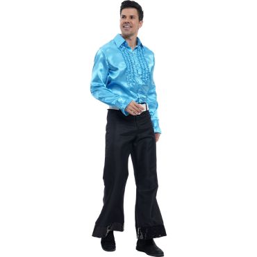 Chemise disco satin turquoise homme, look vintage lumineux années 70 | jourdefete.com Chemise disco satin turquoise homme, look vintage lumineux années 70 | jourdefete.com