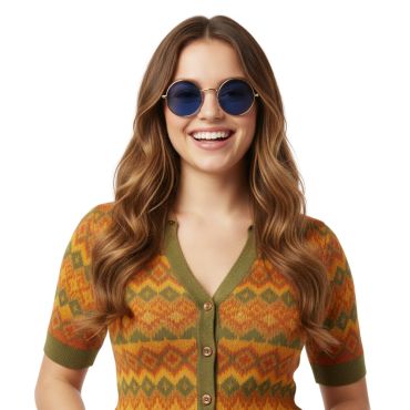 Lunettes hippie bleues rondes vintage années 70 | jourdefete.com