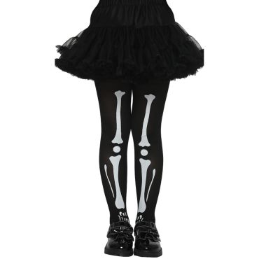 Collants squelette enfant noirs avec motif os blancs pour Halloween | jourdefete.com Collants squelette enfant noirs avec motif os blancs pour Halloween | jourdefete.com