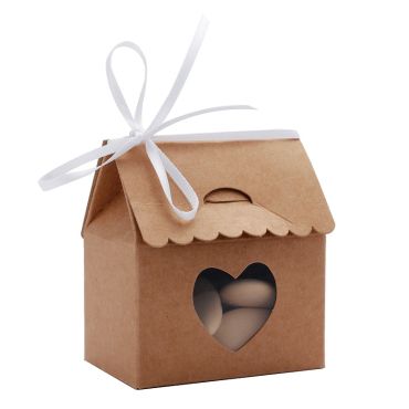 6 Maisons à dragées avec coeur - Kraft 6 Maisons à dragées avec coeur - Kraft