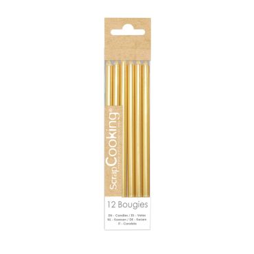 Bougies longues dorées 12 cm pour gâteaux d'anniversaire | jourdefete.com