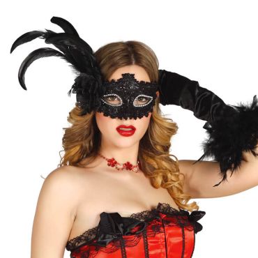 Loup noir avec plume haute Loup noir avec plume haute