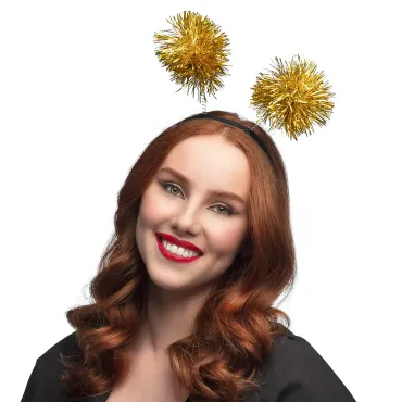 Tiare pompons métallisés or – Accessoire de fête brillant | jourdefete.com