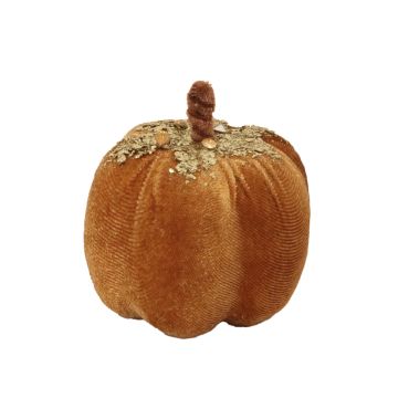 Une citrouille orange et dorée en velours| jourdefete.com
