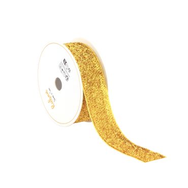 Ruban pailleté doré 25mm x 3m pour décorations de Noël et emballages cadeaux | jourdefete.com Ruban pailleté doré 25mm x 3m pour décorations de Noël et emballages cadeaux | jourdefete.com