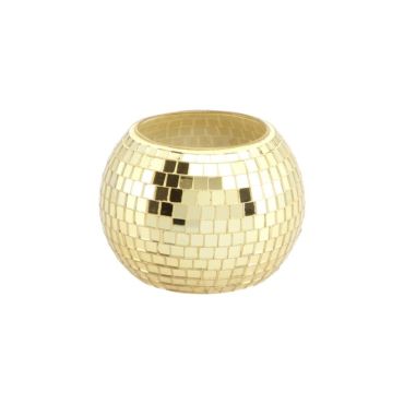 Photophore en verre effet boule à facettes doré pour décoration de réveillon | jourdefete.com Photophore en verre effet boule à facettes doré pour décoration de réveillon | jourdefete.com
