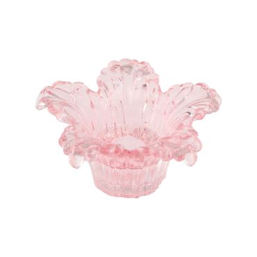 Bougeoir en verre Nymphéa rose pour décoration de mariage, baptême ou communion | jourdefete.com