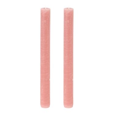 Lot de 2 bougies flambeaux rustiques rose pour décoration de mariage, baptême et communion | jourdefete.com