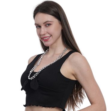 Collier disco à deux rangs de perles argentées | jourdefete.com Collier disco à deux rangs de perles argentées | jourdefete.com