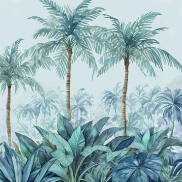 Serviette en papier avec motif tropical et palmiers bleutés | jourdefete.com Serviette en papier avec motif tropical et palmiers bleutés | jourdefete.com