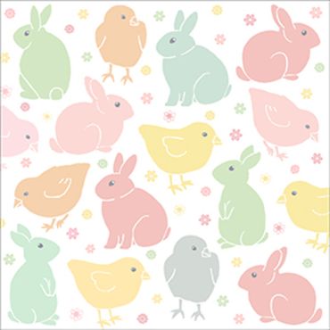 Serviettes Pâques avec lapins et poussins pastel | jourdefete.com Serviettes Pâques avec lapins et poussins pastel | jourdefete.com