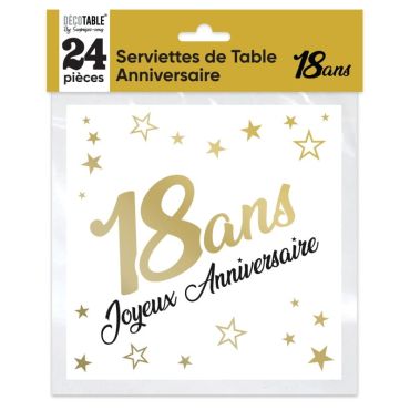 24 serviettes de table dorées 18 ans | jourdefete.com 24 serviettes de table dorées 18 ans | jourdefete.com