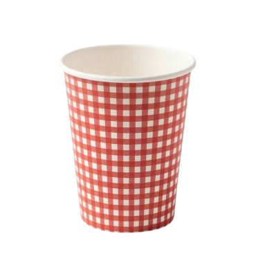 Gobelets en carton avec motif vichy rouge et blanc | jourdefete.com