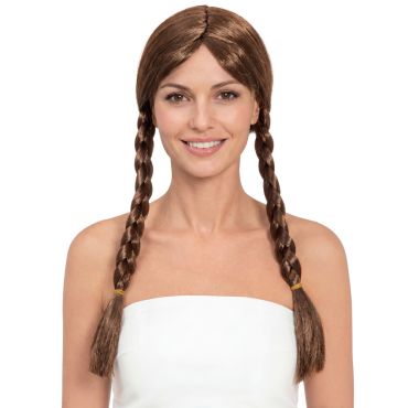 Perruque Lara femme avec deux tresses couleur châtain | jourdefete.com Perruque Lara femme avec deux tresses couleur châtain | jourdefete.com