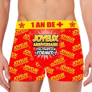 Boxer Festif - "Joyeux Anniversaire, toujours en "formes" ! - Taille au Choix Boxer Festif - "Joyeux Anniversaire, toujours en "formes" ! - Taille au Choix