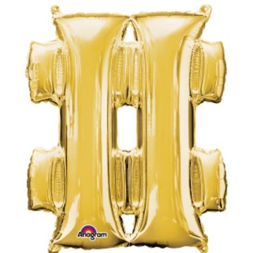 Ballon Hélium Caractère "#" Or Ballon Hélium Caractère "#" Or