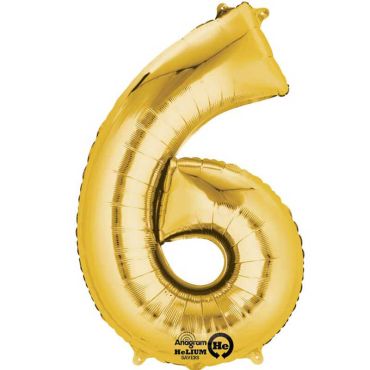 Ballon à Air - Chiffre "6" - Or Ballon à Air - Chiffre "6" - Or