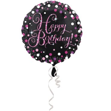 Ballon Hélium - "Happy Birthday" Rose / Noir Ballon Hélium - "Happy Birthday" Rose / Noir