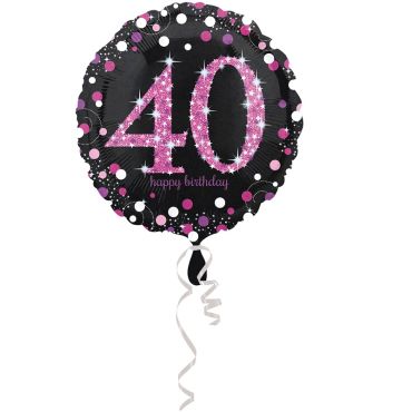 Ballon Hélium - "Happy Birthday 40" Rose / Noir Ballon Hélium - "Happy Birthday 40" Rose / Noir