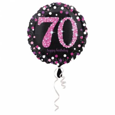 Ballon Holographique Joyeux Anniversaire Rose - 70 ans Ballon Holographique Joyeux Anniversaire Rose - 70 ans