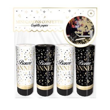 4 Mini Canons à Confettis - Or - Collection Bonne Année