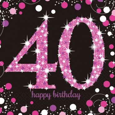 16 Serviettes 40 Ans - Rose / Noir 16 Serviettes 40 Ans - Rose / Noir