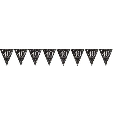 Guirlande Fanion - 40 Ans Argent Guirlande Fanion - 40 Ans Argent