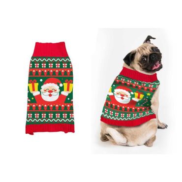 Pull de Noël pour chien avec motif Père Noël et décor festif | jourdefete.com Pull de Noël pour chien avec motif Père Noël et décor festif | jourdefete.com