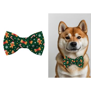 Noeud papillon de Noel vert pour chien motif pain d epice et sucre d orge | jourdefete.com Noeud papillon de Noel vert pour chien motif pain d epice et sucre d orge | jourdefete.com