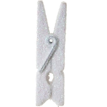 6 Petites Pinces Pailletées en Bois - Blanc