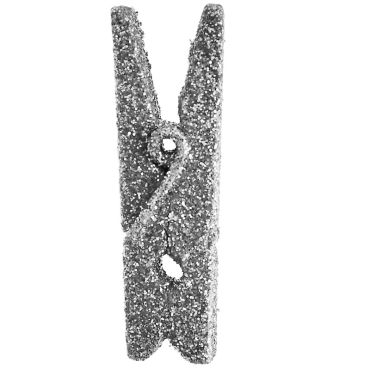 6 Petites Pinces Pailletées en Bois - Argent 6 Petites Pinces Pailletées en Bois - Argent