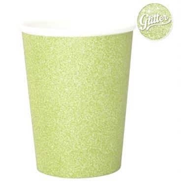 8 Gobelets en Carton à Paillettes - Or