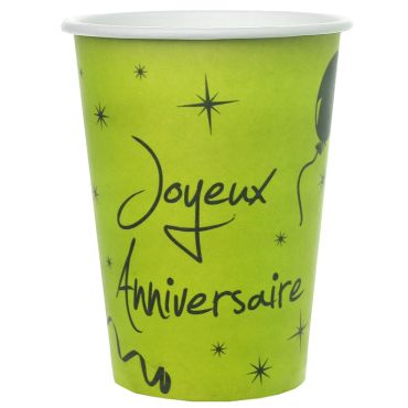 10 Gobelets "Joyeux Anniversaire" - Vert 10 Gobelets "Joyeux Anniversaire" - Vert