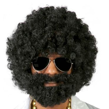 Perruque Afro Noire avec Barbe Perruque Afro Noire avec Barbe