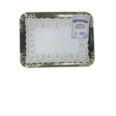 5 plateaux rectangulaires dorés élégants 30x40 cm avec napperons | jourdefete.com 5 plateaux rectangulaires dorés élégants 30x40 cm avec napperons | jourdefete.com