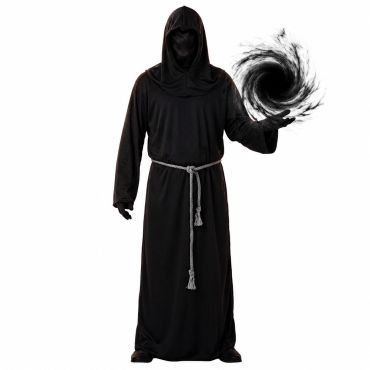 Costume complet de seigneur des ténèbres avec longue robe noire et capuche pour Halloween | jourdefete.com Costume complet de seigneur des ténèbres avec longue robe noire et capuche pour Halloween | jourdefete.com