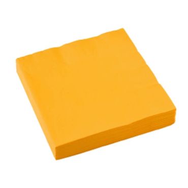 Sachet de 20 serviettes cocktail - Jaune Soleil Sachet de 20 serviettes cocktail - Jaune Soleil