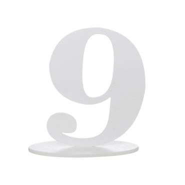 Chiffre 9 en Bois Blanc sur Socle Chiffre 9 en Bois Blanc sur Socle