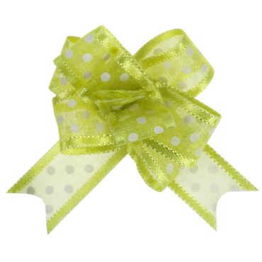 5 Nœuds à pois automatiques Organdi - Vert anis 5 Nœuds à pois automatiques Organdi - Vert anis