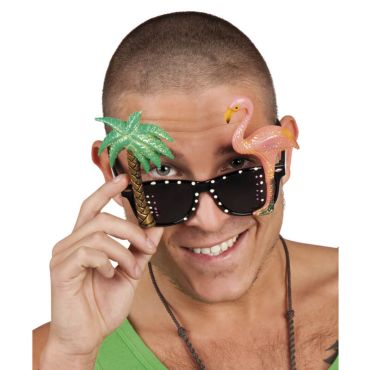 Lunettes exotiques Flamant rose et Palmier Lunettes exotiques Flamant rose et Palmier