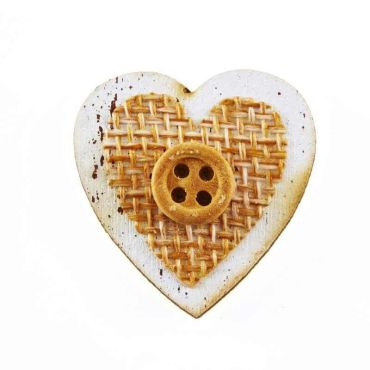 Sachet de 6 stickers coeurs en bois et jute Sachet de 6 stickers coeurs en bois et jute
