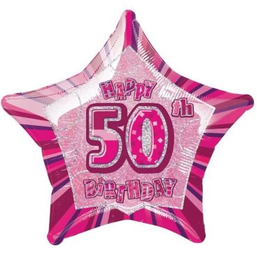 Ballon Métallique Hélium Etoile Holographique - Anniversaire 50 ans - Rose Ballon Métallique Hélium Etoile Holographique - Anniversaire 50 ans - Rose