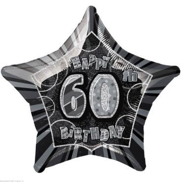 Ballon Métallique Hélium Etoile Holographique - Anniversaire 60 ans - Noir Ballon Métallique Hélium Etoile Holographique - Anniversaire 60 ans - Noir